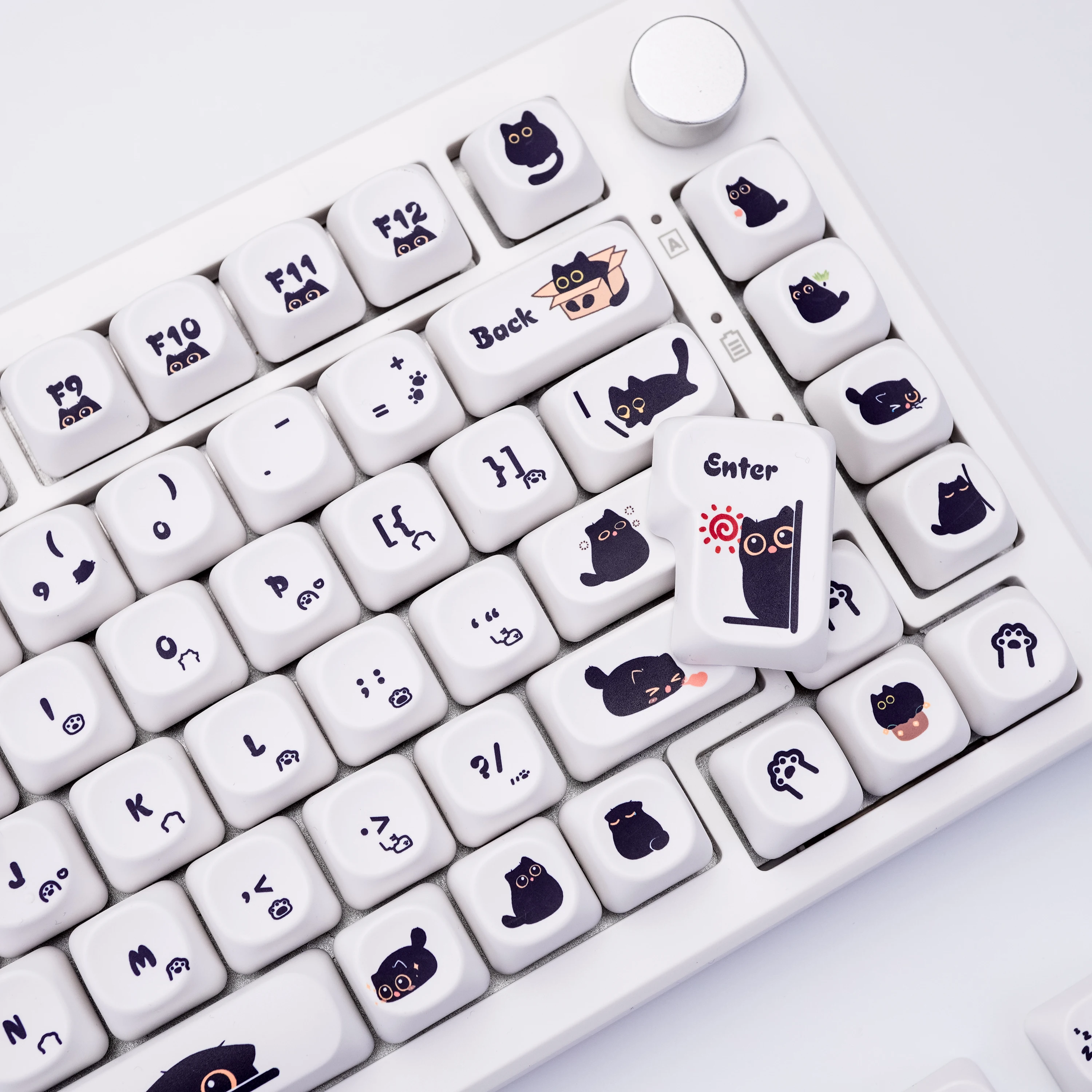 

Cute Black Cat Keycap Set PBT Material MOA MX Profile for Mechanical Gaming Keyboard Minimalist black and white keycaps