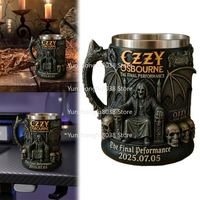 Halloween 3D Ozzy Osbourne Commemorative Mug Stainless Steel Skull Water Cup Beer Mug Coffee Cup Drinking Utensils
