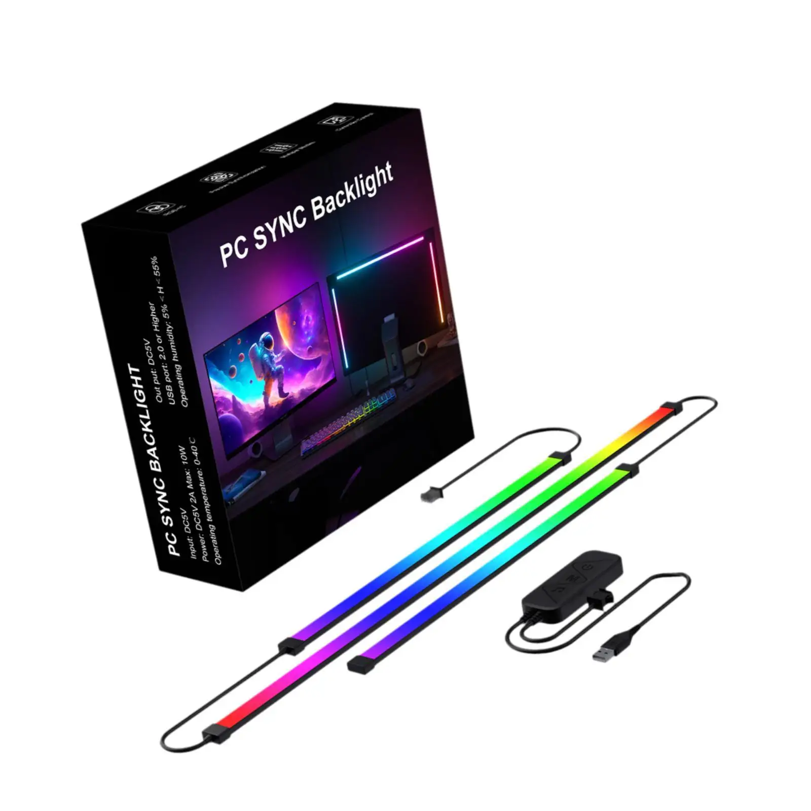 

Светодиодная RGB-лента с регулируемой яркостью и изменением цвета, динамическая, удобная, для телевизора, монитора, стола, игровой комнаты, офиса, гостиной