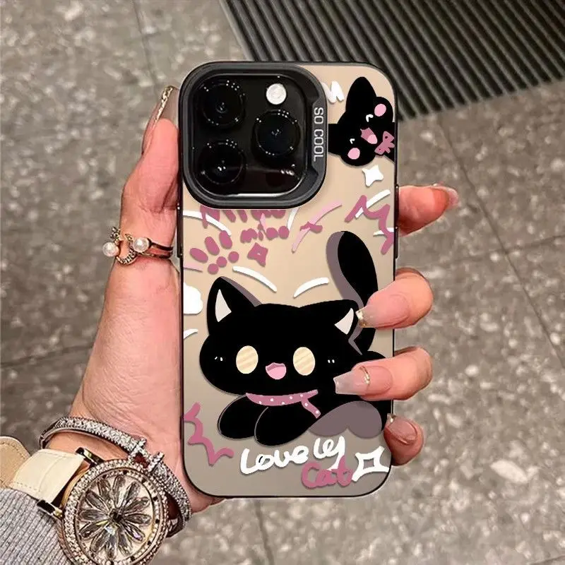 

Чехол для телефона с рисунком котенка, iPhone 16, 15, 14, 13, 12, 11 Pro/Max/Plus, противоударная задняя крышка с защитой от отпечатков пальцев