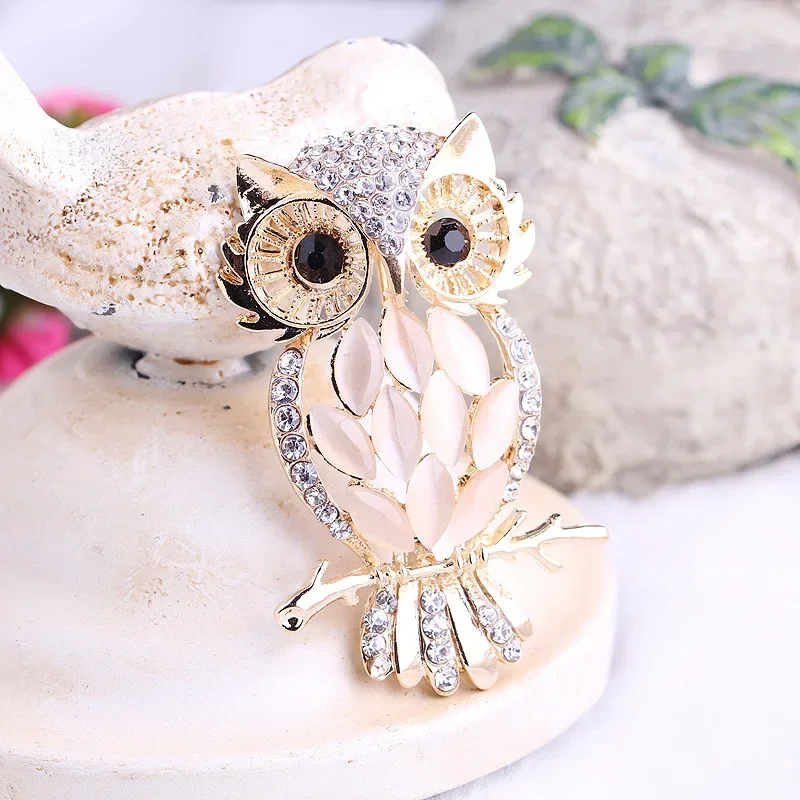 Fashion Cute Gem Owl Brooch Women\'s Clothing Dress Pin Trendy Jewelry Girl Gift