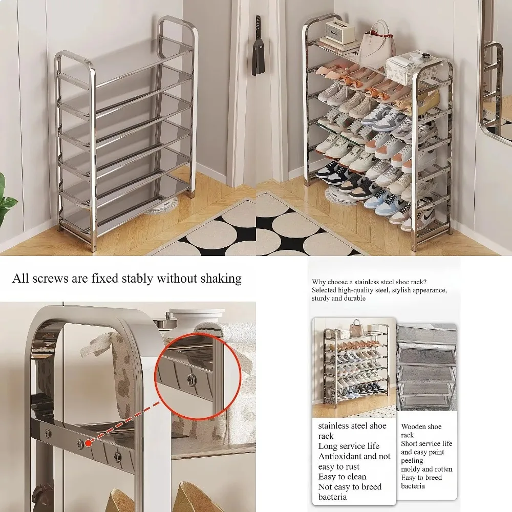 Thickened Stainless Steel Shoe Rack, Family Corridor, Student Dormitory, Rental Room, Shoe Cabinet