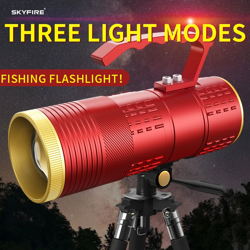 SKYFIRE Night Fishing Light 24000mAh Portable Laser Super Bright Powerful 3 Modes Blue Yellow Purple Light Wild Fishing SF-813