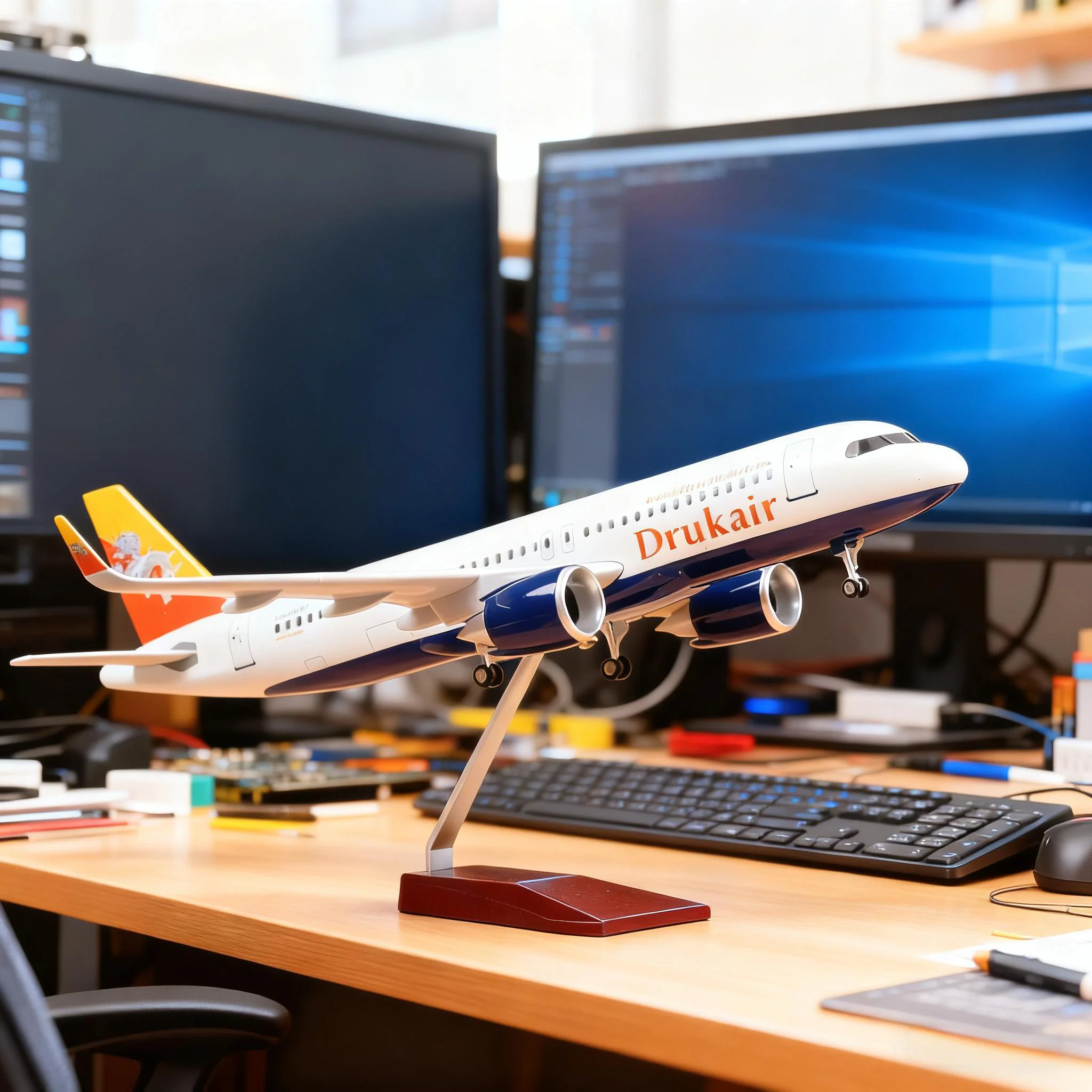 

47cm 1/80 Scale Aircraft A320neo Drukair Airways Die-Cast Resin Plane Model Kit With Wheels And LED Light Children Toy Airplanes