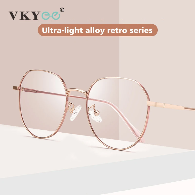 VICKY New Retro Geometric Ellipse Simple Design Women's Anti-Blue Light Reading Glasses Customizable Prescription AC016