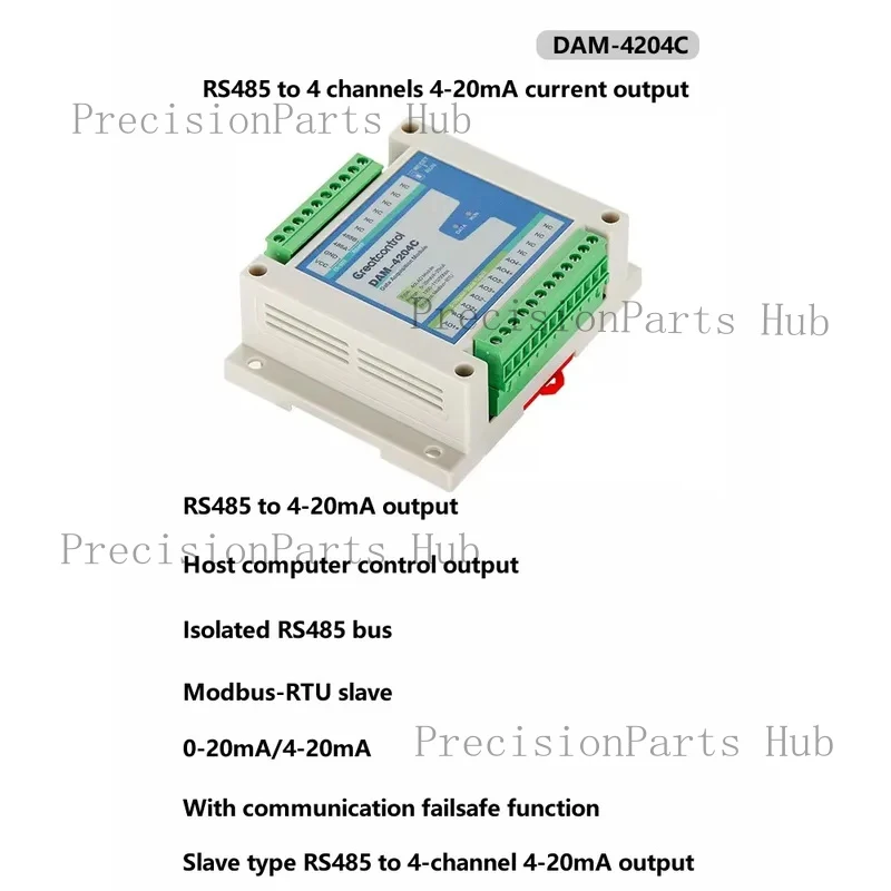 RS485 To 4-Channel 4-20mA Current Output To Analog Modbus-RTU Communication Slave Protocol AO Output Module