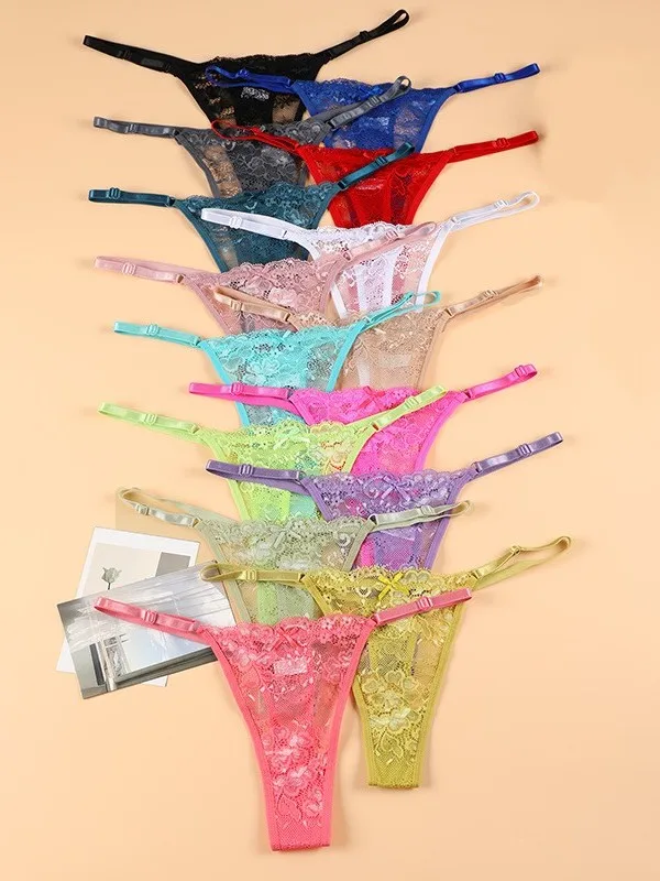 

Faionable Low-Waist Lace Thong Cotton Crotch Invisible Yoga T-Panties for Girls Comfortable Breathable Eco-Friendly Cotton ...