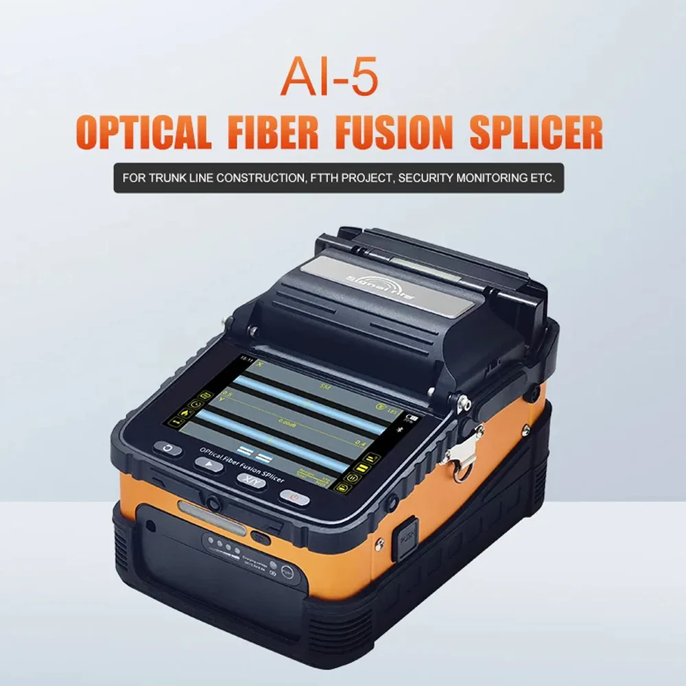 Original signalfire AI-5 automático 4 motores ftth máquina de emenda de fibra óptica splicer de fusão de fibra óptica