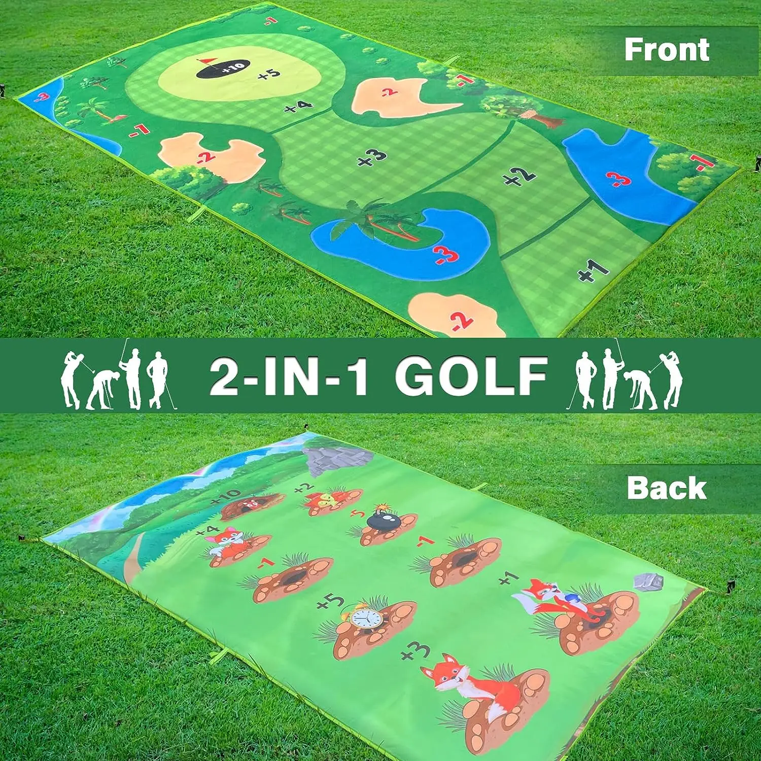 Kids Golf Chipping Game Set Golf Training Aid Battle Royale Golf Fun Practice Mat with Sticky Balls Outdoor Indoor Golf Toys