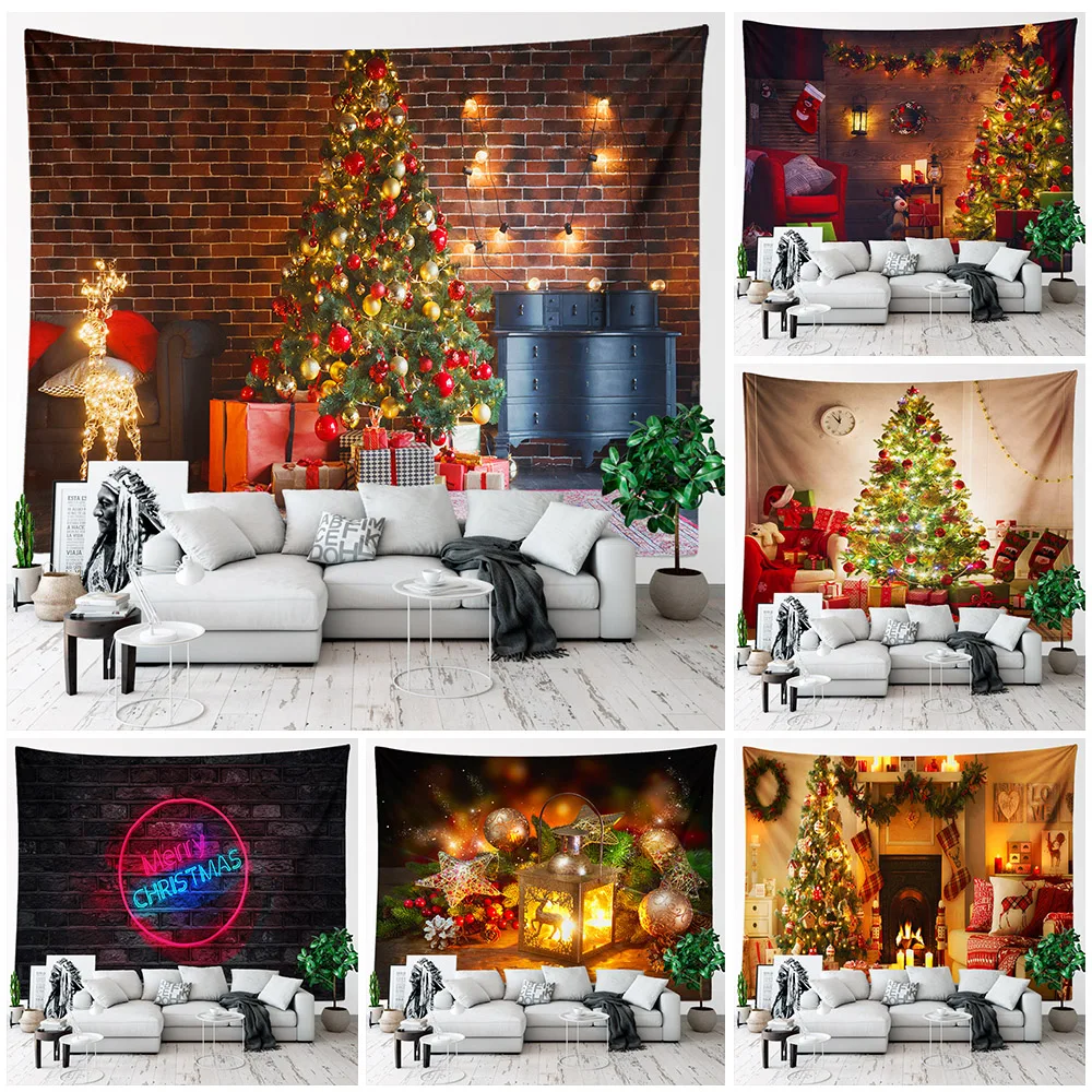 

Christmas Tree Tapestry Wall Hanging Christmas Gift Fireplace Boho Hippie Tapestry Aesthetic Decorative Bedroom Room Decoration