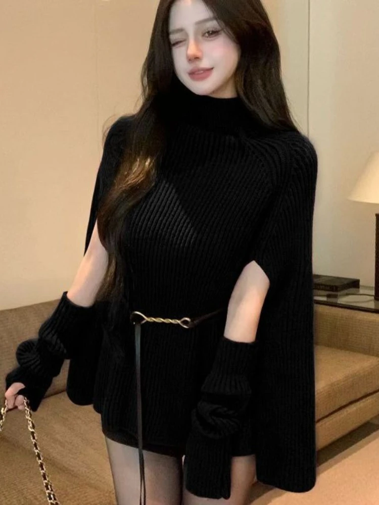 Pull à Base tricotée élégant pour femme, cape en cachemire haut de gamme coréenne, chaud et externe, nouvelle mode automne et hiver