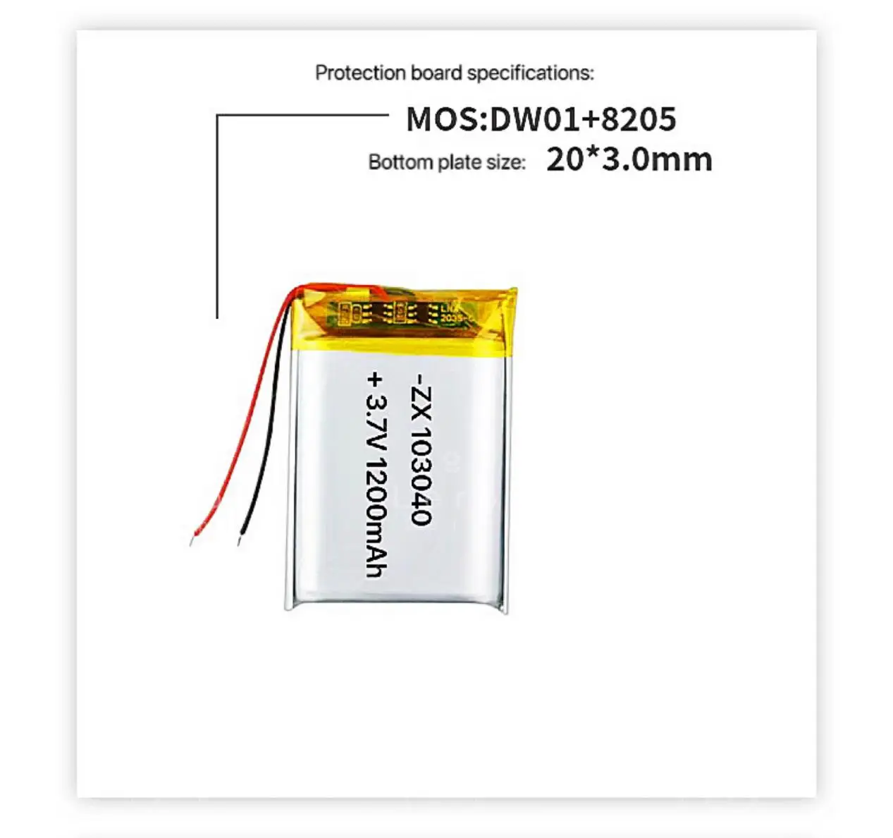 100% True Capacity】103040 Li-Po Battery 3.7V 1200mAh Rechargeable