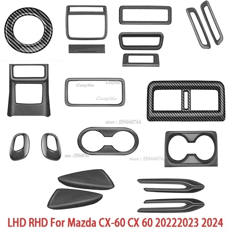 LHD RHD For Mazda CX60 CX 60 2022 2023 2024 Interior Accessories Carbon Fiber Air Condition Cover Trim Rearview mirror cover