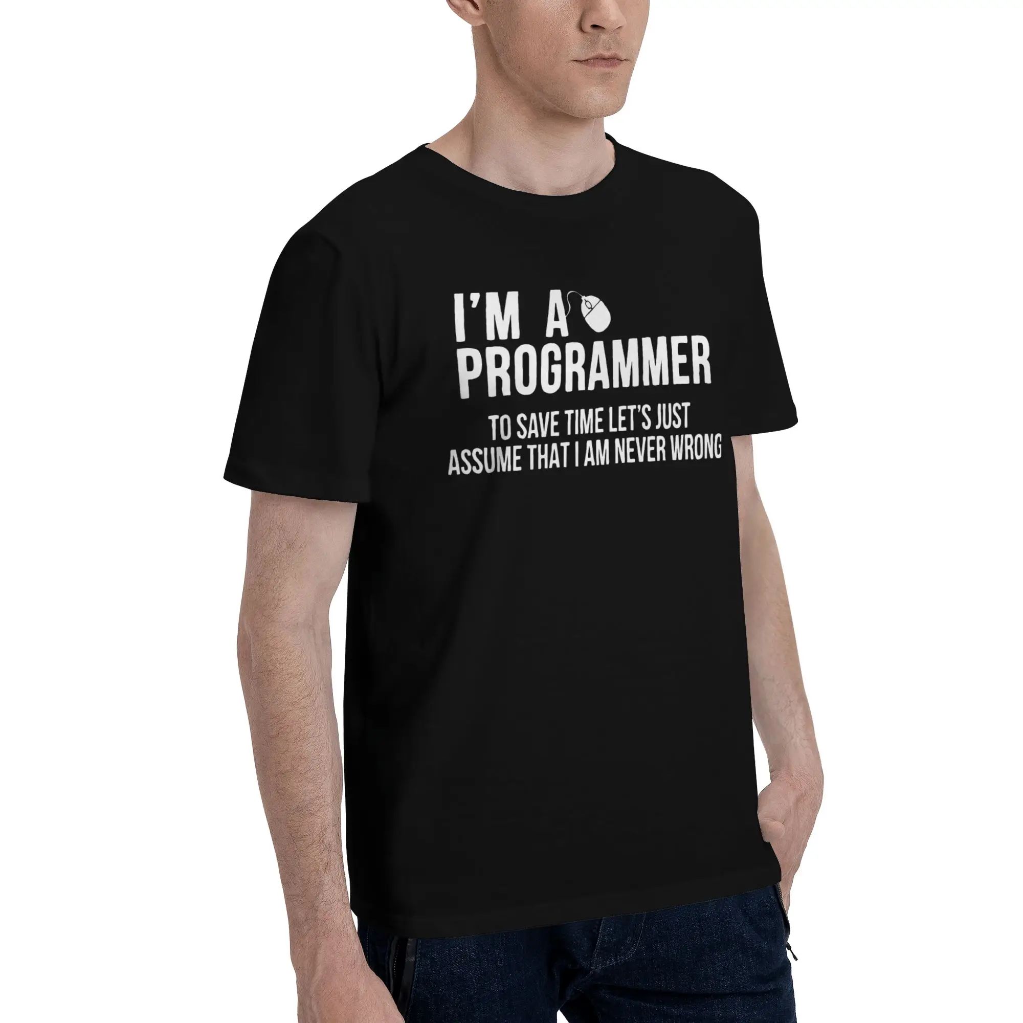 Programmer Programming T Shirts for Men Cotton Vintage T-Shirts Crewneck Geek Code Coder Tees Short Sleeve Clothing Printed