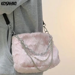 Borse da donna giapponesi Sweet Kawaii Fashion Cute Fluffy Chain Shoulder Bag Y2k borse a tracolla Casual eleganti estetiche Femme