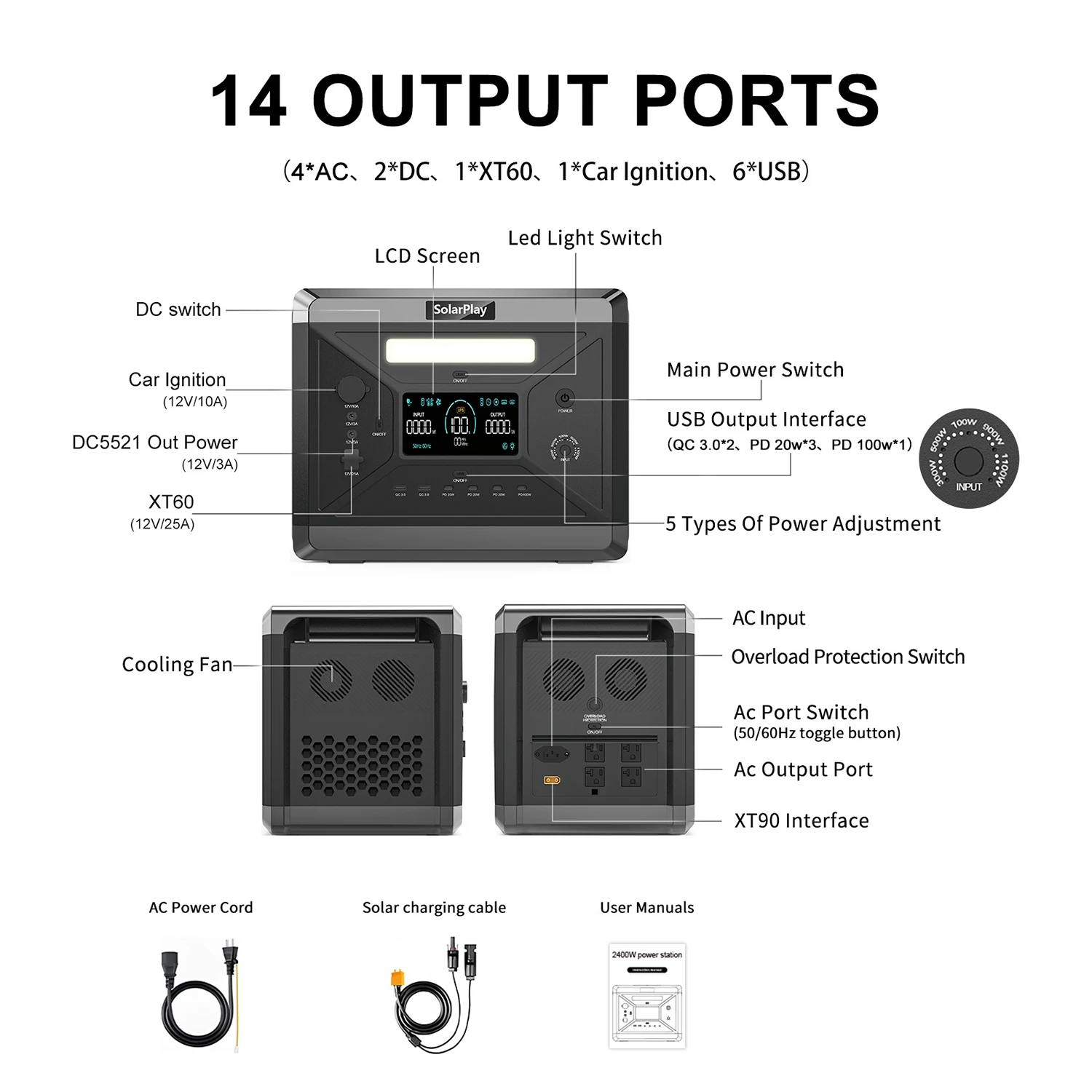 Charging Station  2400W Portable Power Station 220V 110V AC Outlets Portable Power Station United States Germany Warehouse Ship