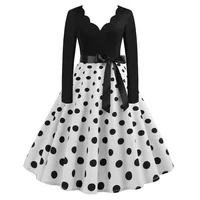 Plus Size Women Dress Vintage Long Sleeve Polka Dot Spring Autumn New Year Party Dresses 3XL Vestidos - Image 4
