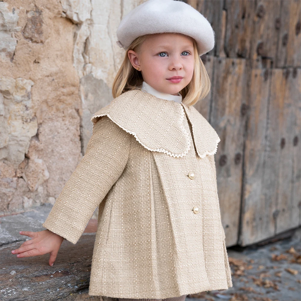 Dave Bella Children Coat Autumn Winter Baby Girl Thick Trendy Jacket Outing Top Plush Outerwear Children Clothes Lapel DB4247744