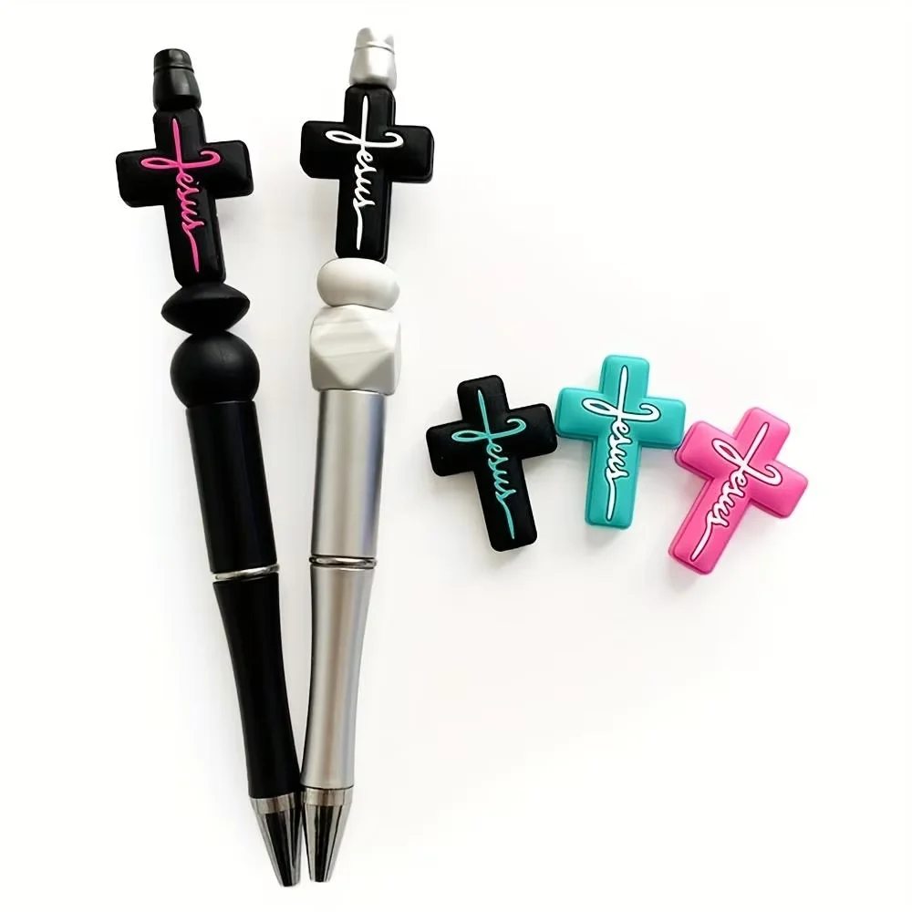 5 Mixed-color silicone cross beads DIY focal beads for keychains, bracelets, and beading pen making kits for Halloween beading d