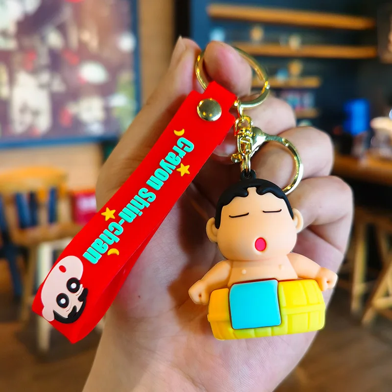 Kawaii-Crayon Shin-Chan Playing Games Butter Anime Figure, Key for Children, JOStudent School Bag, PmotCouple Keyring Toy Gifts