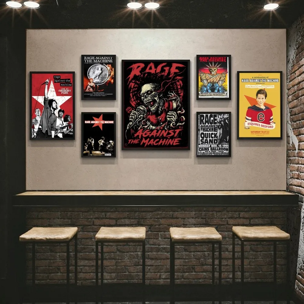 Rage Against T-The M-Machine Rap-Metal Home Whitepaper Poster Waterproof Paper Sticker Coffee House Bar Art Wall Painting