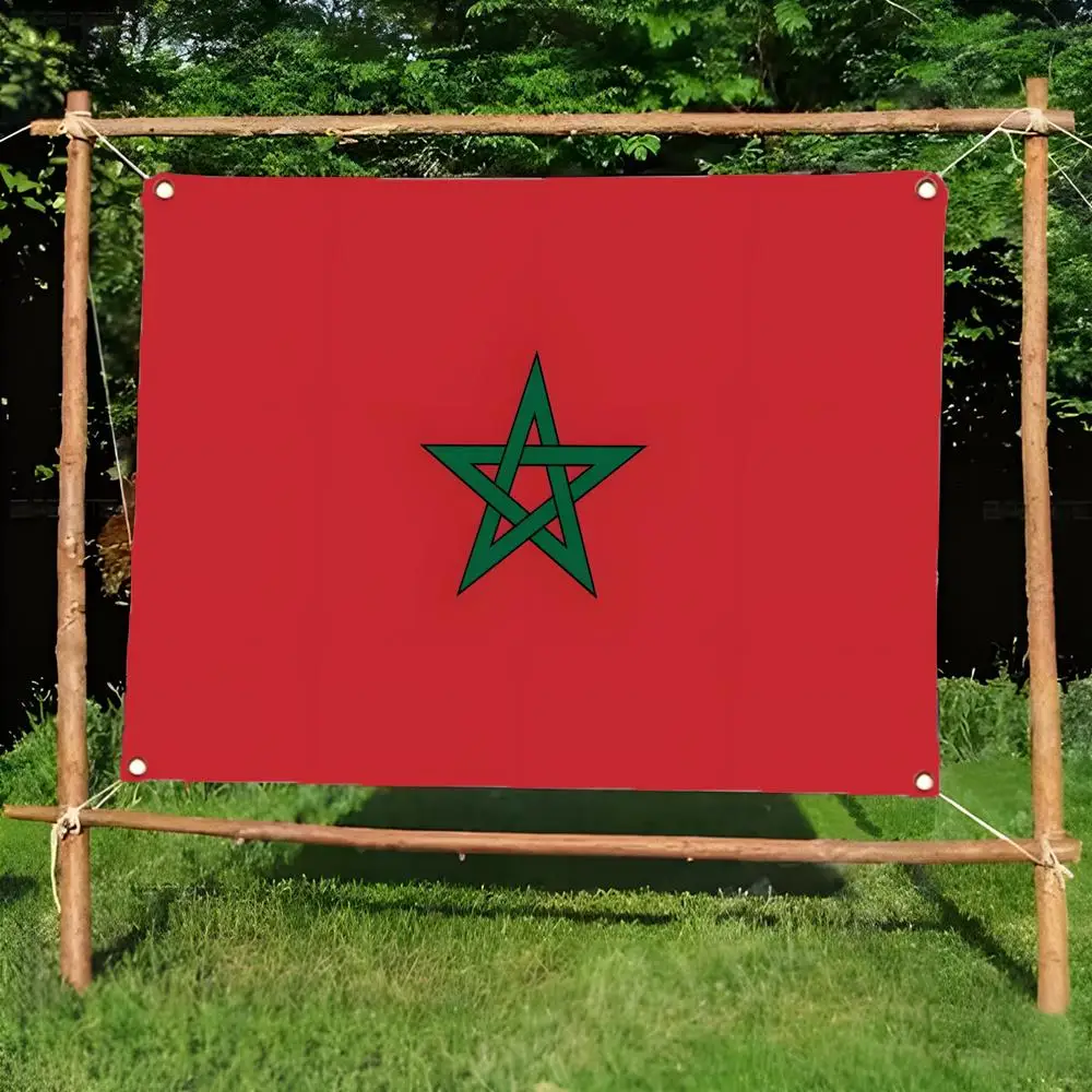 Geometric Historic Morocco Flags Borderless four-ring ornament indoor outdoor decoration effortless to hang