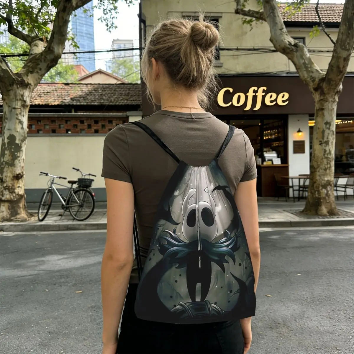 Ghost Knight Hollow Knight Game Backpacks Multi-function Drawstring Bags Sports Bag Book Bags for Man Woman Students
