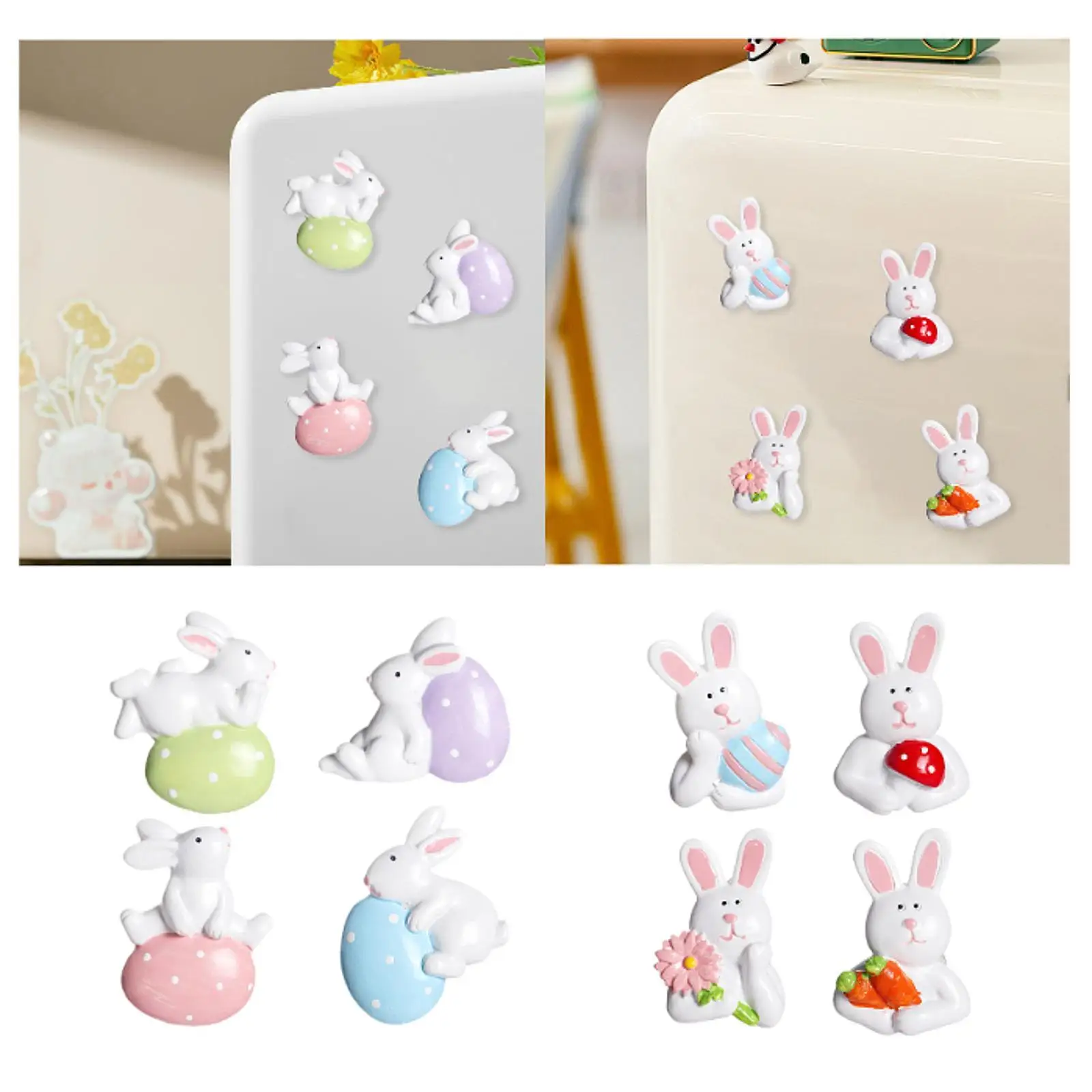 4 Pieces Bunny Shaped Fridge Stickers for Seasonal Decor And Gifting