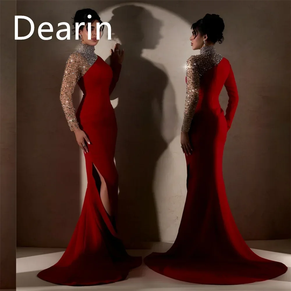 Vestido de noche personalizado para mujer, vestido de fiesta Dearin sin tirantes, faldas hasta el suelo, encaje de tul, vestidos para ocasiones a medida, vestido Formal