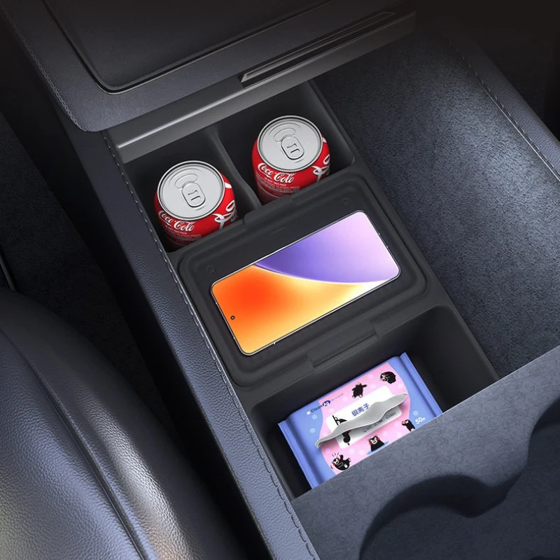 Car Hidden Storage Box For Model3 Model Y Highland Central Armrest Front Rear Console Organizer Tray Interior Accessories