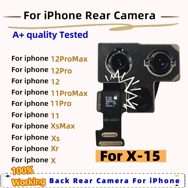 Rear Big Back Camera Main Camera Module Replacement For iPhone 11 12 13 14 15 Pro Max Tested For iPhone X XR XS MAX 100% Working