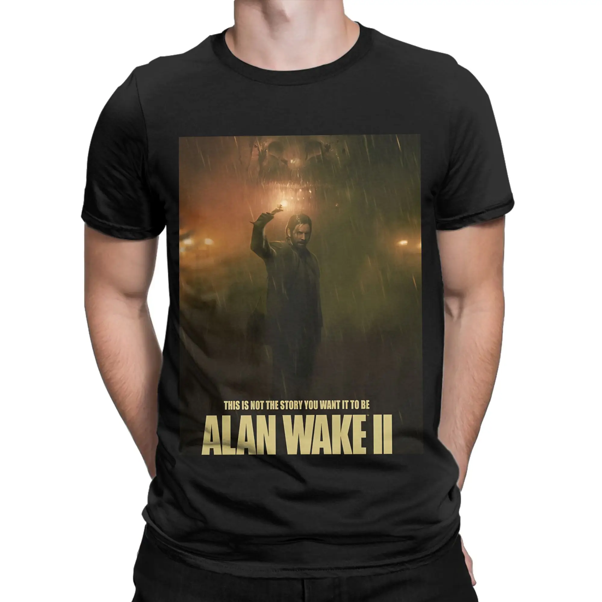 Alan wake poster painting Funny 100% Cotton T-Shirt Alan Wake 2 Tops Tees For Men