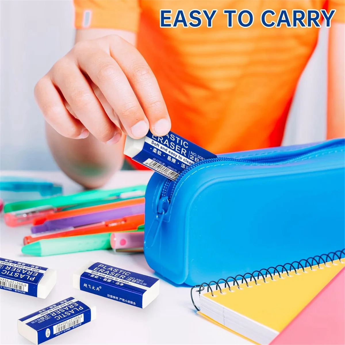 12 Pack Pencil Erasers, White Erasers for School, Art Erasers for Kids Drawing Bulk