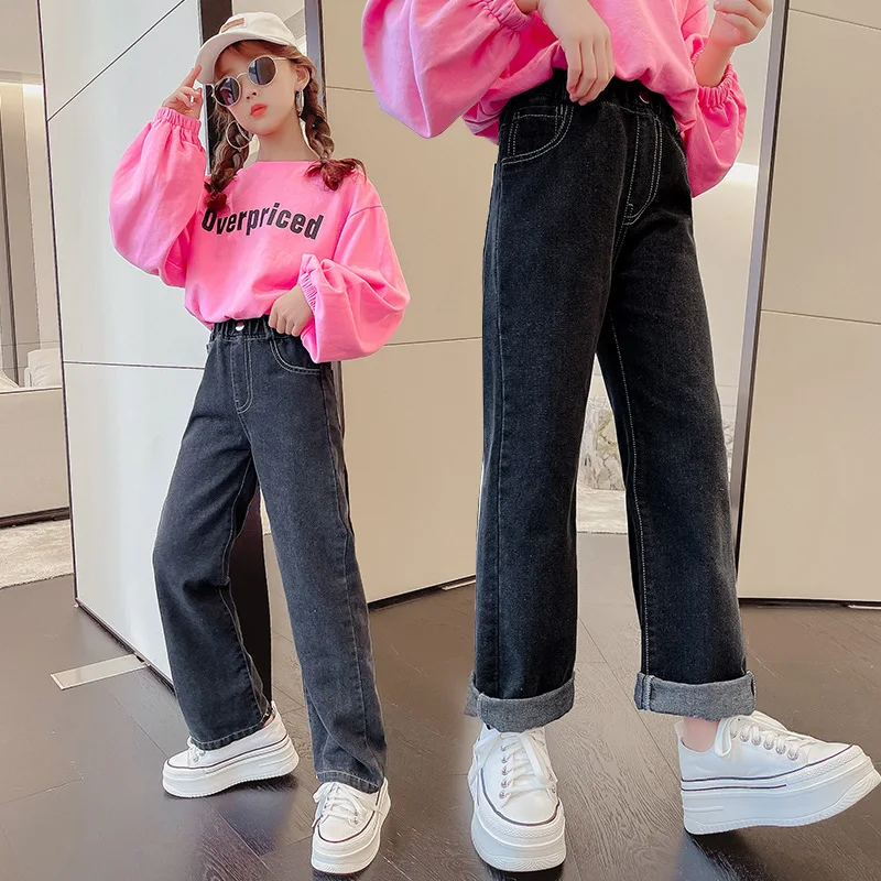 Loose Jeans Classic Straight-leg Long Pants For Girls Teen New Winter Jeans Girls' Pants For Spring/Autumn