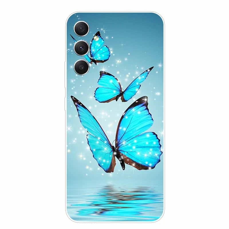 For Samsung Galaxy A14 Case A34 A54 5G Silicone Soft TPU Clear Coques for Galaxy A54 5G Phone Covers A 54 14 34 Flowers Printed