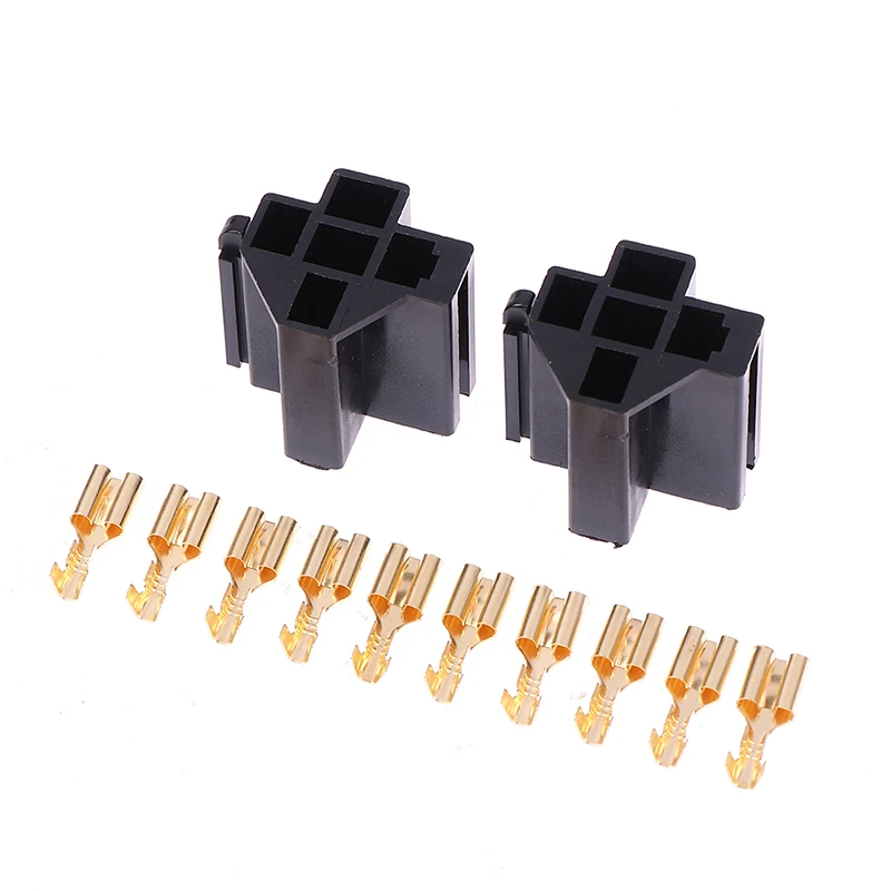 

2Set Car Auto Vehicle 5 Pin Relay Socket Holder with 10Pcs 6.3mm Copper Terminal