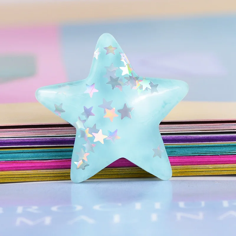 10pcs 32mm Glitter Resin Five-pointed Star Cabochons Flatbacks Scrapbook Embellishments Cell Phone Parts Deco Diy Accessories