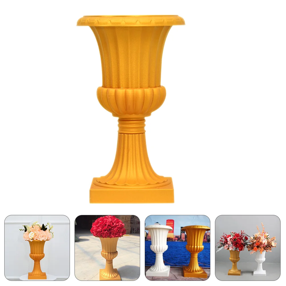 

Golden Urn Planter Pot Flower Vase for Flowers Roman Column Flowerpot Vintage Balcony Planters Outdoor Ornaments