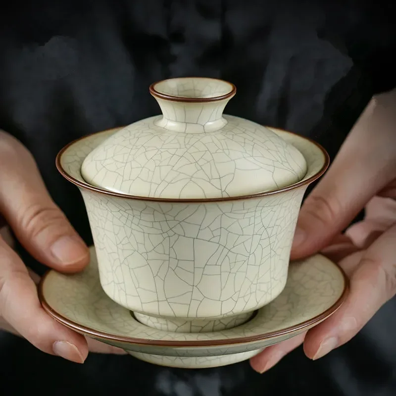 

Ru Kiln Sancai крышка чаша одинарный высококачественный чайный сервиз кунг-фу ледяная треснутая китайская большая бытовая чайная чаша без горячего чая