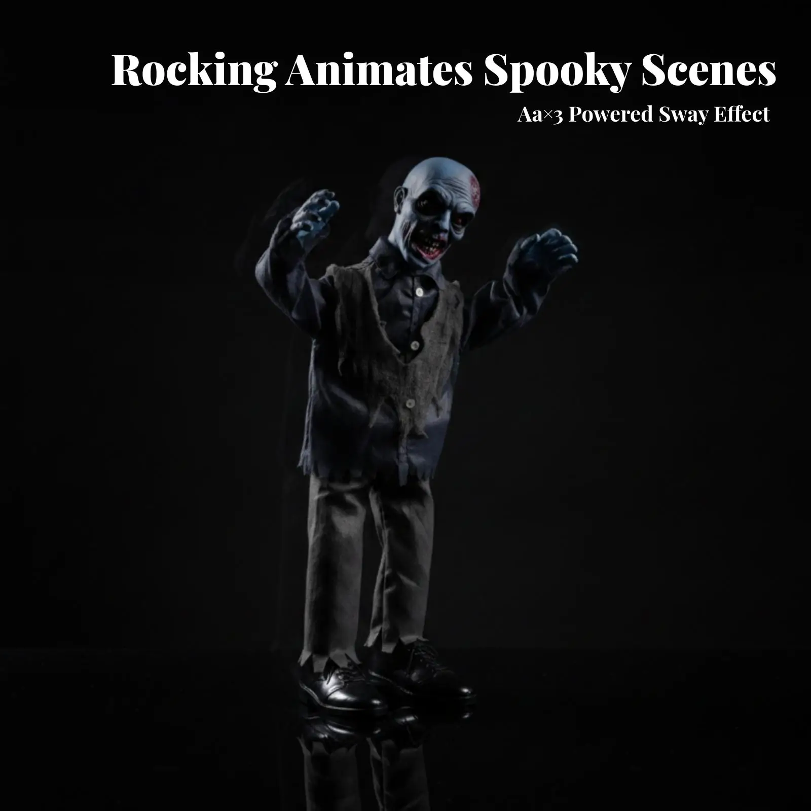Motion Activated Scary Skeleton Toy for Halloween Electric Zombie Specter with Dark Clothes for Yard Decor Animatronic Prop