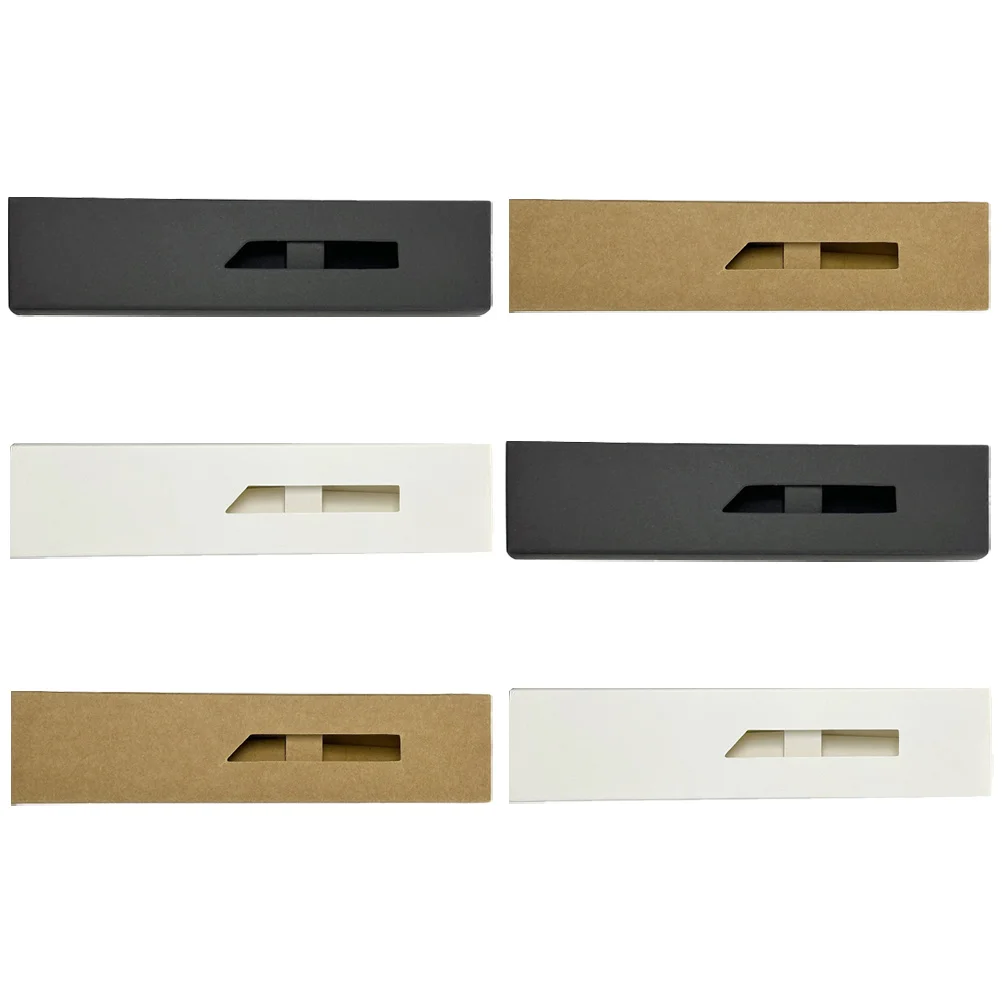 

6pcs Box Cover Kraft Paper Drawer Visual Window White Black Brown 2 Each Lightweight Storage Case For Single Pen Pencil