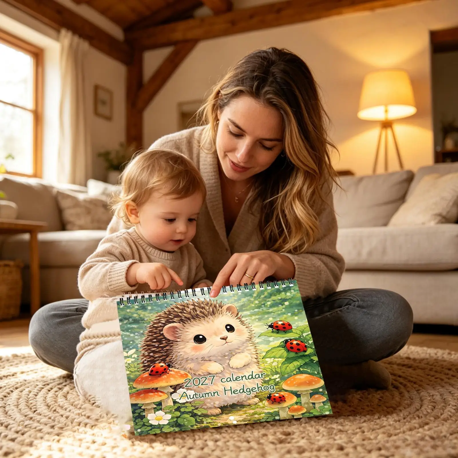 2027 Calendar Wall Rustic Hedgehog Calendar Wall Decor Home Monthly Planner For Apartment Farmhouse Living Room Entryway Study