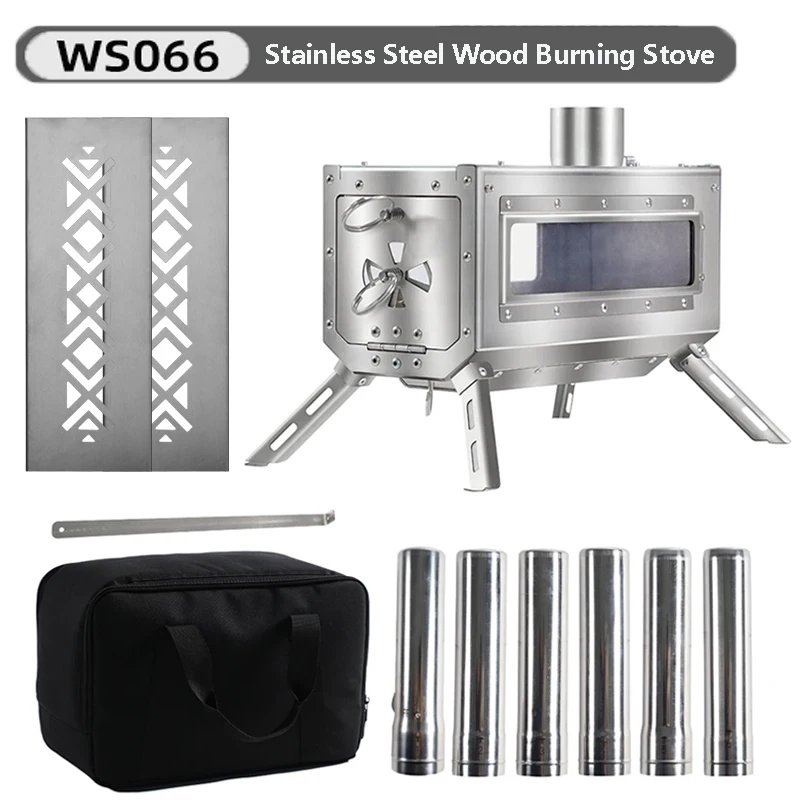 Stainless Steel Folding Charcoal Heating Stove for Outdoor Camping Picnicking Tent Heating Hiking Tourism Keeping Warm