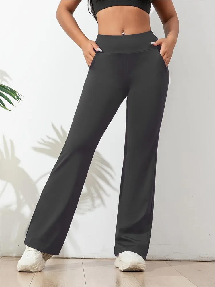 Woman's Leisure Comfort Sports Trousers Spring Autumn Fashion Solid Color High Waist Straight-leg Pants Lady Fitness Yoga Pants