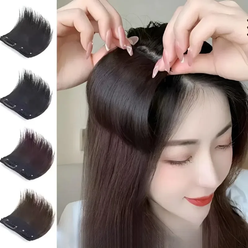 Synthetic Short Straight Pad Invisible Hair Extension Lining of Hair Top Side Cover Hairpiece for Women