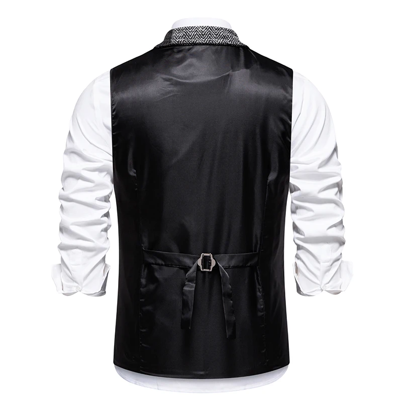 Herbst männer Retro Revers Patchwork Taschen Anzug Weste Britischen Casual Vintage Gentleman Freizeit Party Oberbekleidung Ärmellose Weste