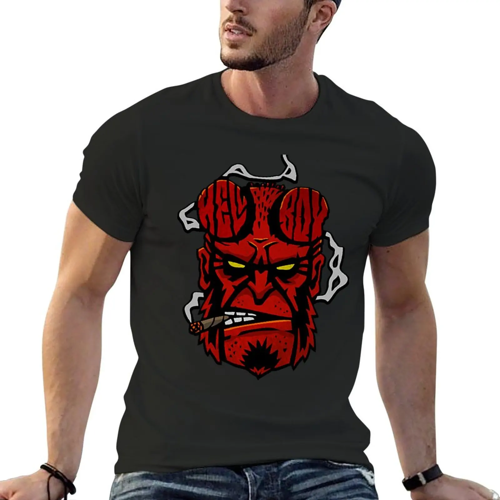 

HELLBOY T-Shirt luxury designer cute clothes affliction shirts T-shirts for men cotton
