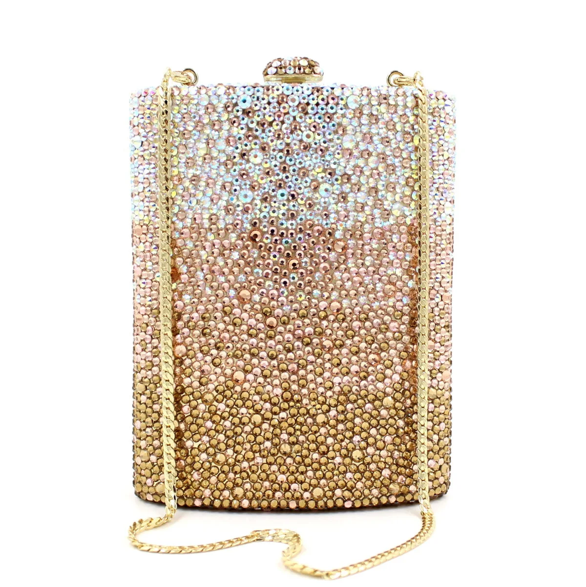 New Design Gradient Color Handmade Full Diamond Clutch Bag Rhinestone Ladies Evening Bag for Wedding Party