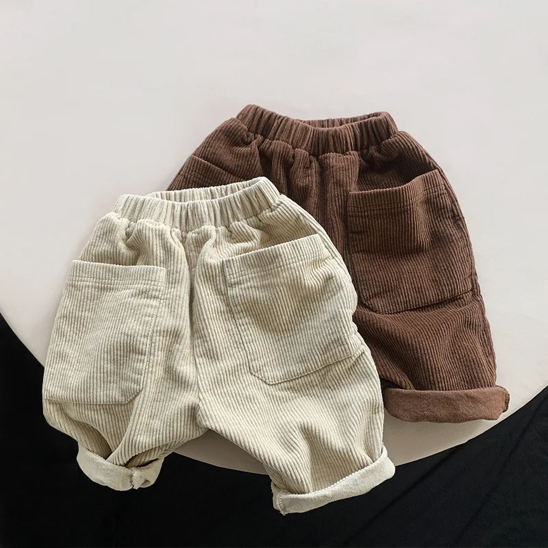 Autumn New Children Corduroy Wide Leg Pants Baby Girls Loose Harem Pants Fashion Boys Solid Casual Trousers Kids Toddler Clothes