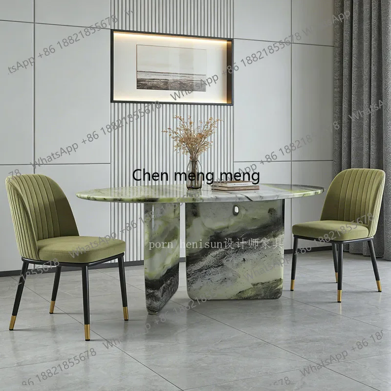 z183 Nordic natural marble round dining table designer model room light luxury high-end villa